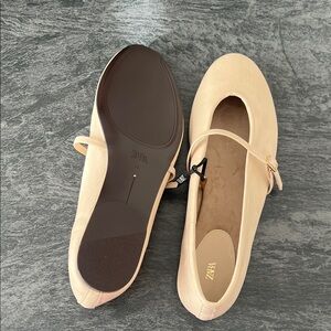 New ZARA Genuine Leather Mary Jane Flats with Buckle Strap